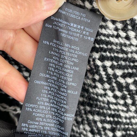 Tory Burch Sammy Herringbone Tweed Raw Edge Double Breasted Wool Blend Jacket 6 - Picture 15 of 15